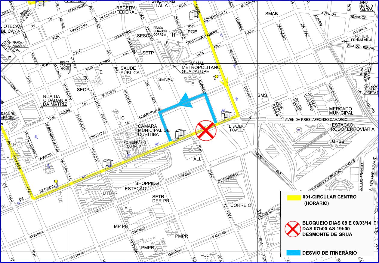 001 - Circular Centro (horário) - desvio de itinerário 