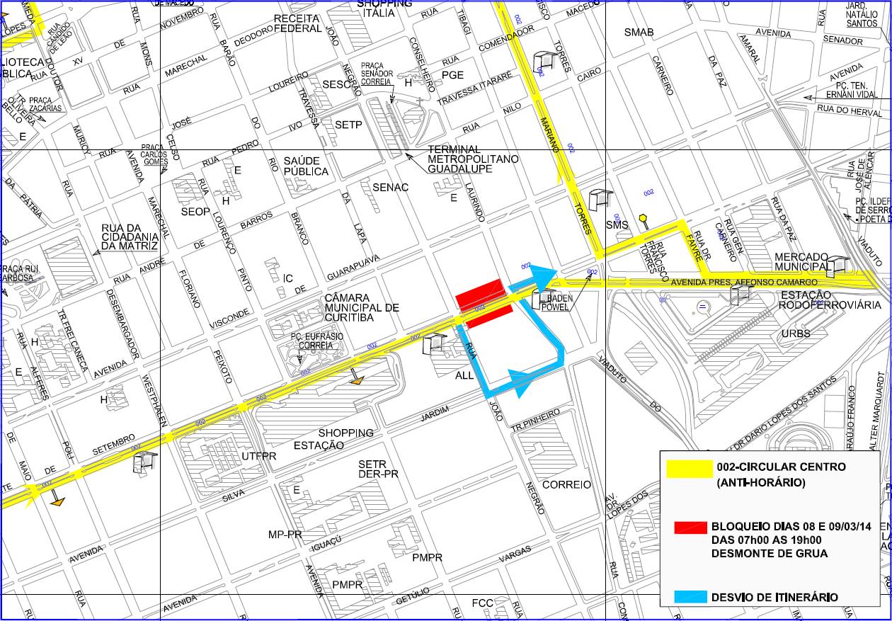 002 - Circular Centro (anti-horário) - desvio de itinerário