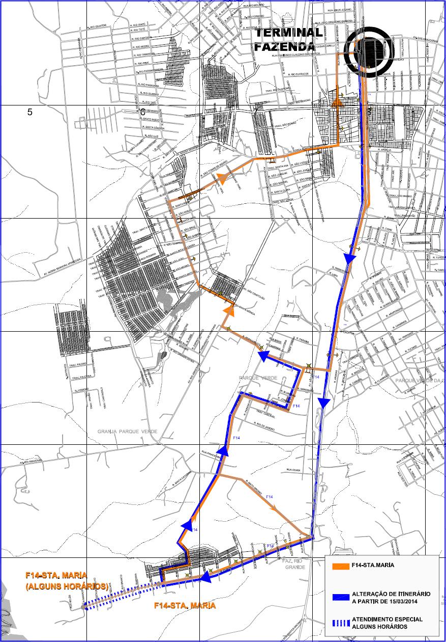 F14 - Santa Maria - alteração de itinerário