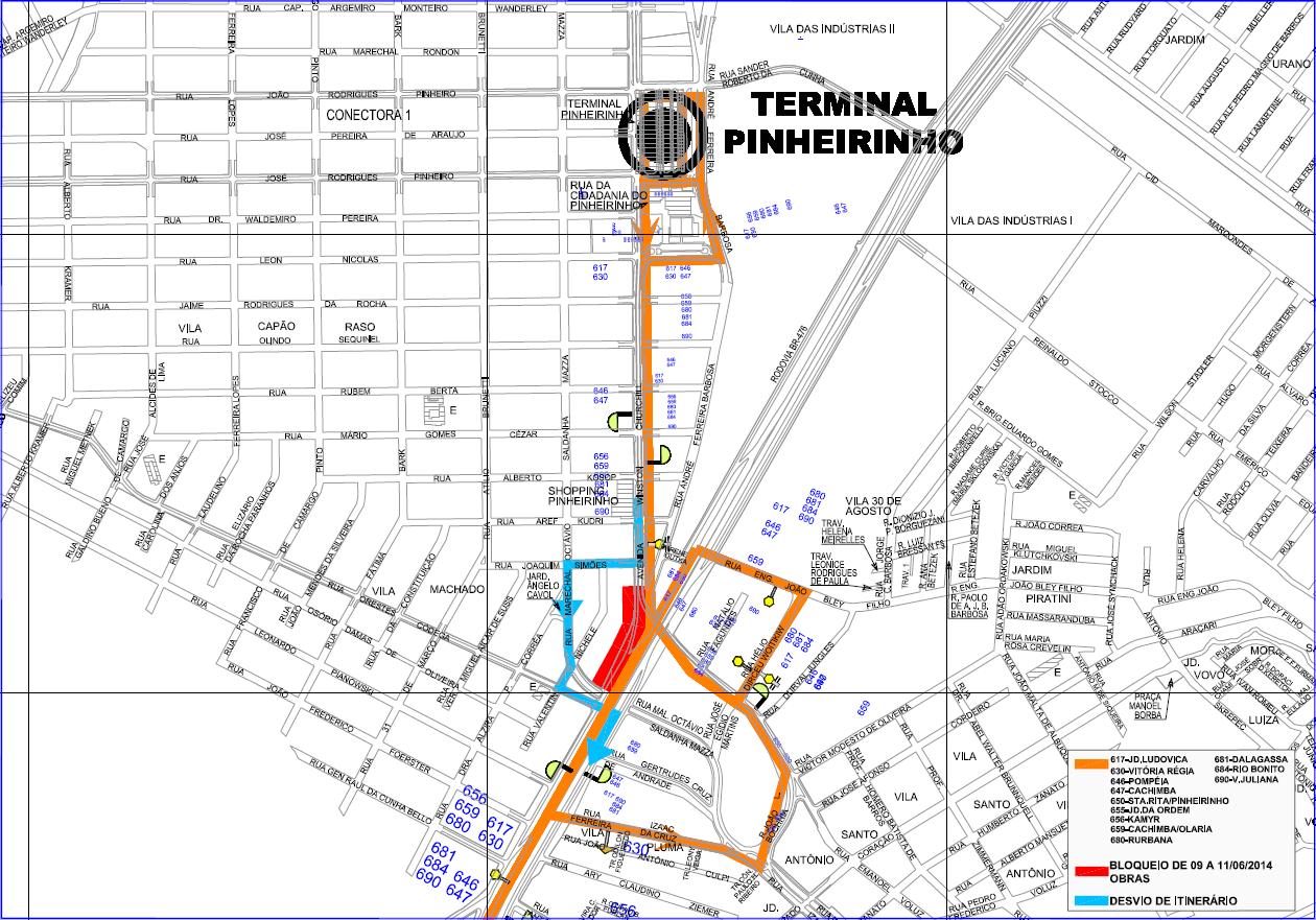 Linhas Diversas - desvio itinerário - obras BR-476