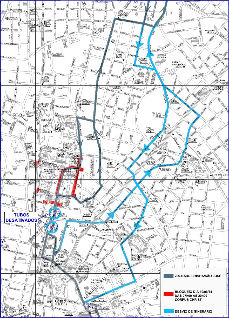 206 - Barreirinha/São José - desvio de itinerário - Evento Corpus Christi