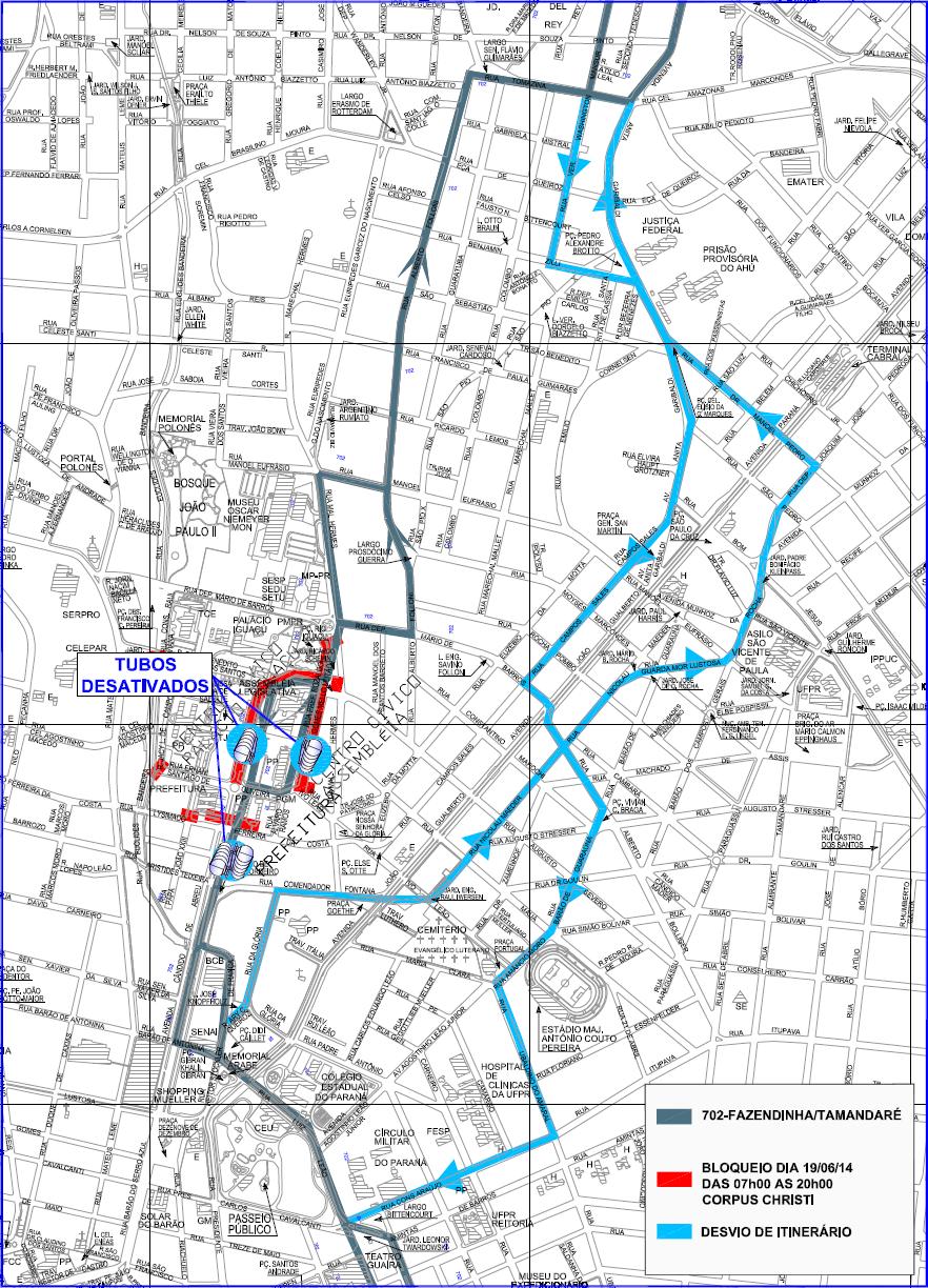 702 - Fazendinha/Tamandaré - desvio de itinerário - Evento Corpus Christi