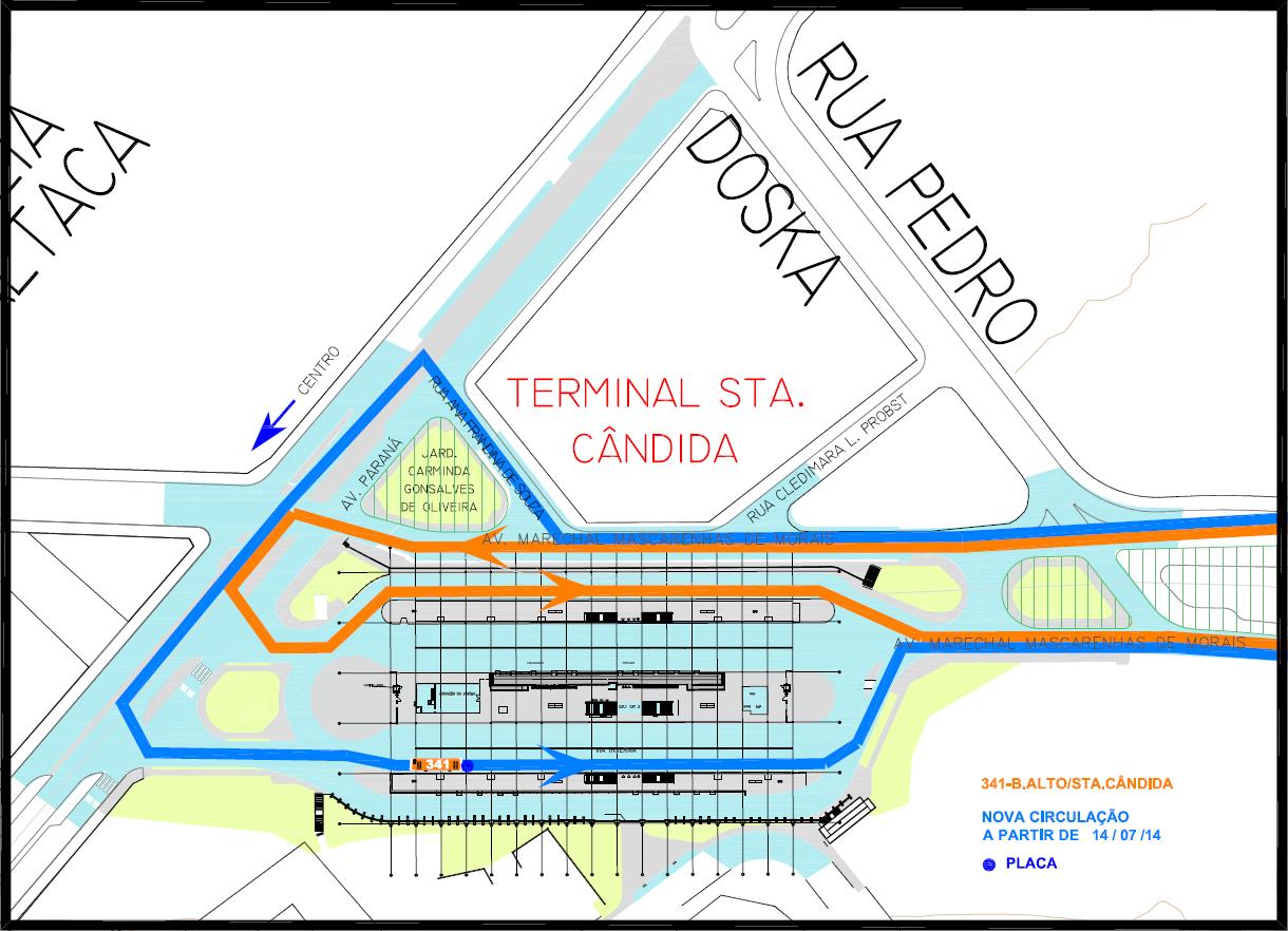 341 - B.Alto/Sta.Cândida - alteração de parada no Term.Sta.Cândida