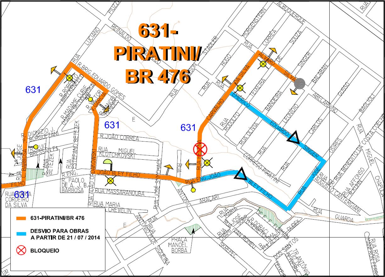 631 - Piratini/BR 476 - desvio de itinerário 