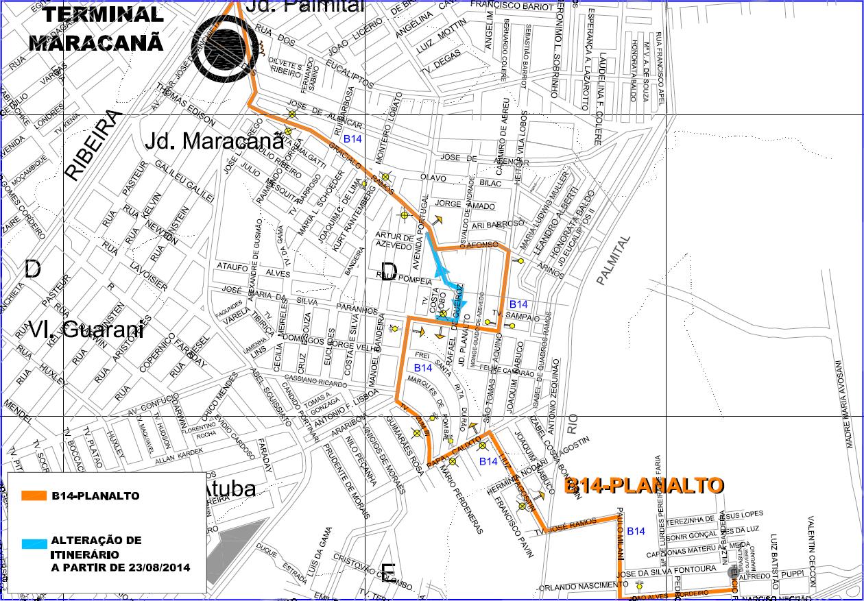 B14 - Planalto - alteração de itinerário 