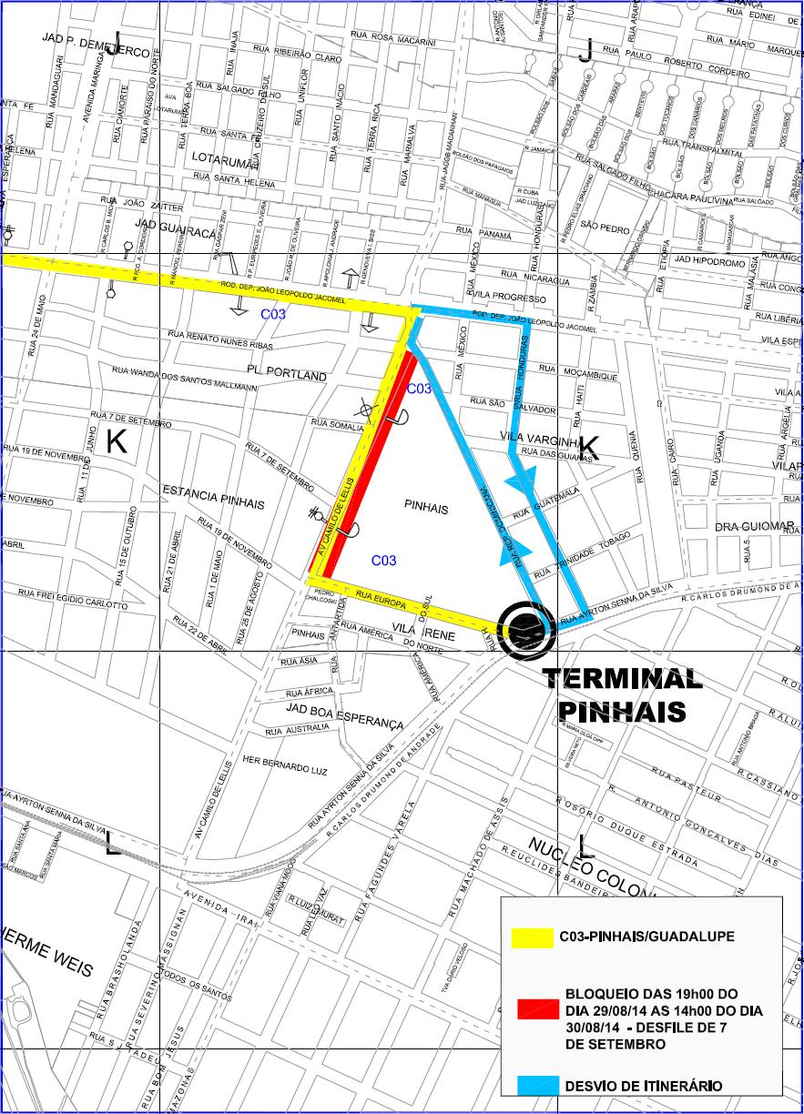 C03 - Pinhais/Guadalupe - desvio de itinerário - Desfile Cívico