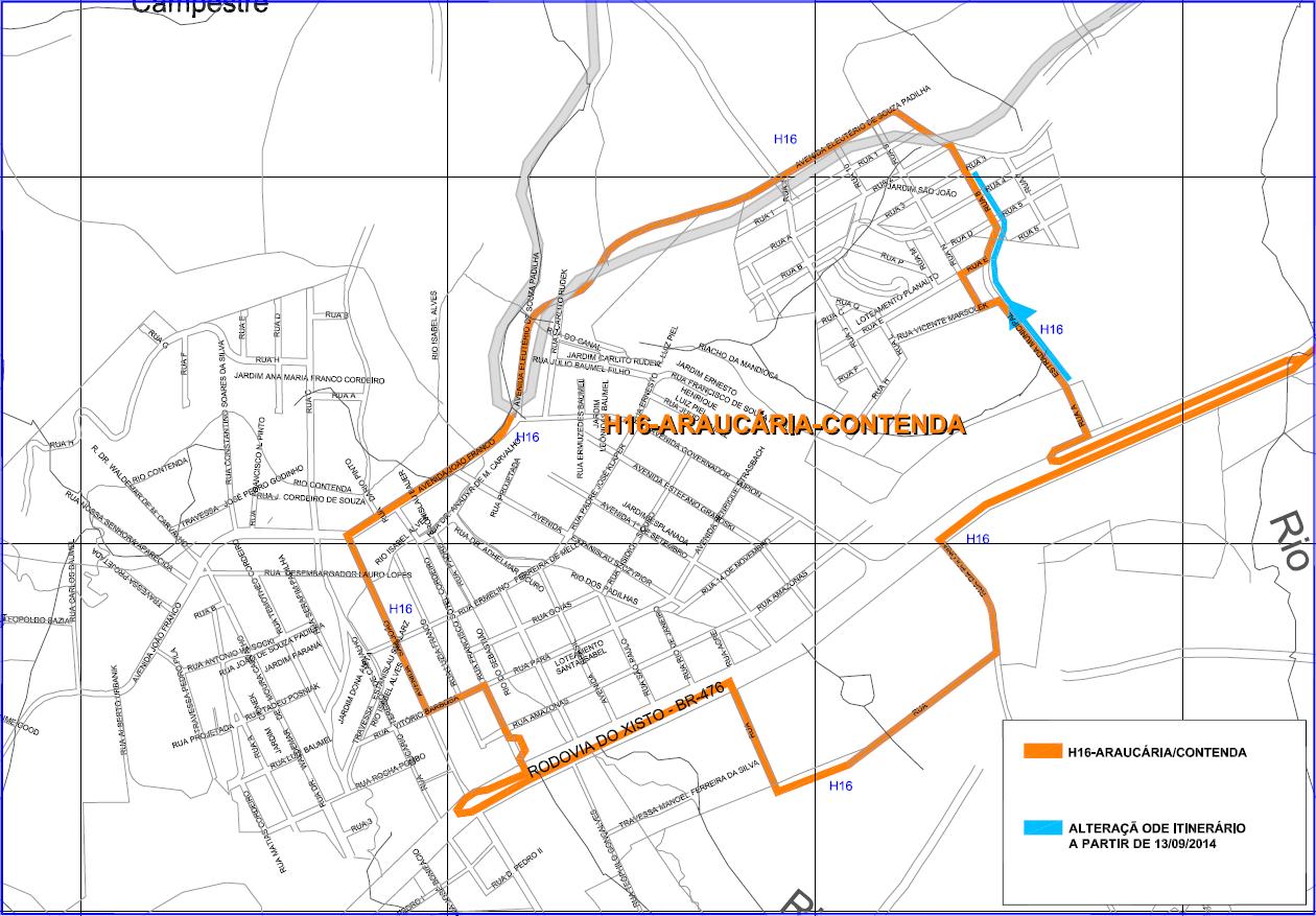 H16 - Araucária/Contenda - alteração de itinerário 
