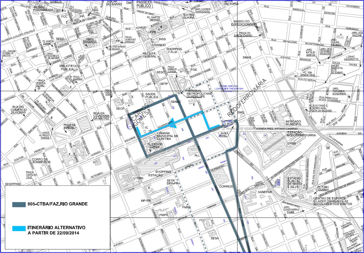 605 - Ctba/Faz.Rio Grande - itinerário alternativo
