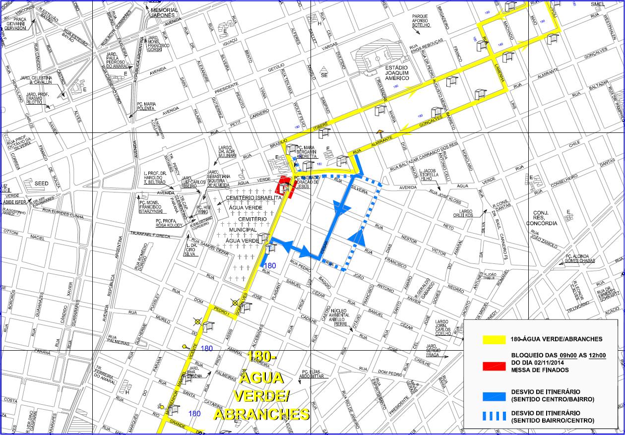 180 - Água Verde/Abranches - itinerário desviados - Finados