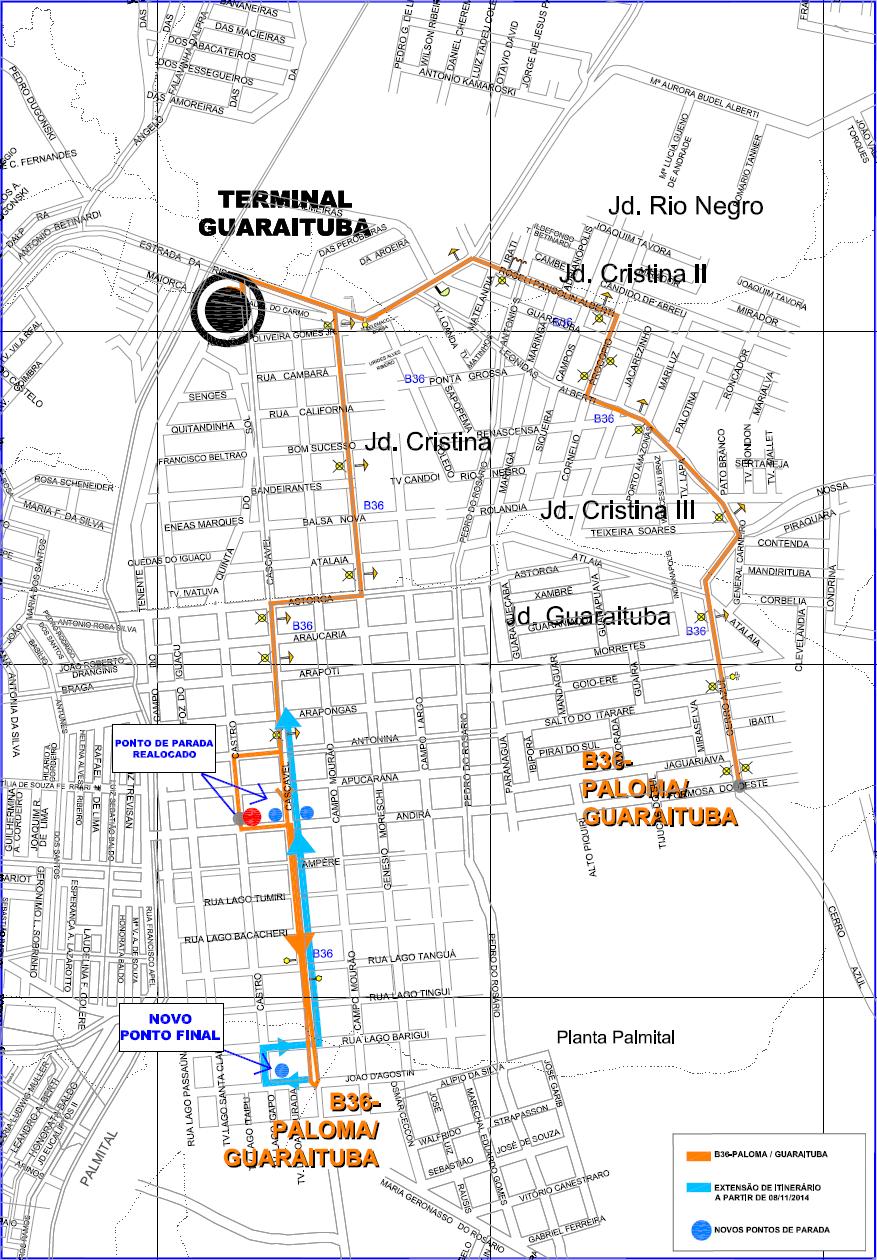 B36 - Paloma/Guaraituba - itinerário estendido