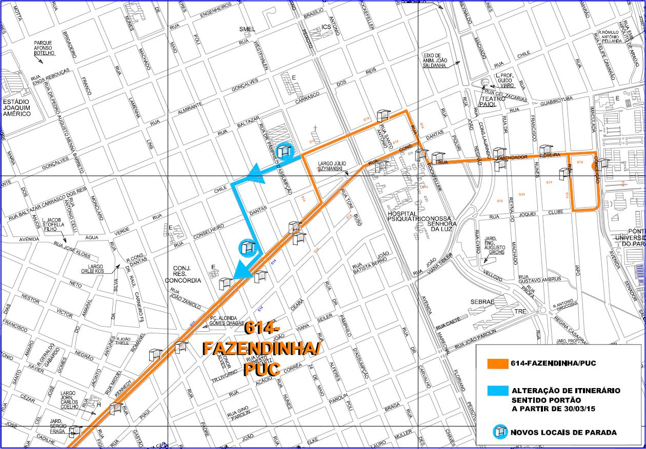614 - Fazendinha/PUC - alteração de itinerário