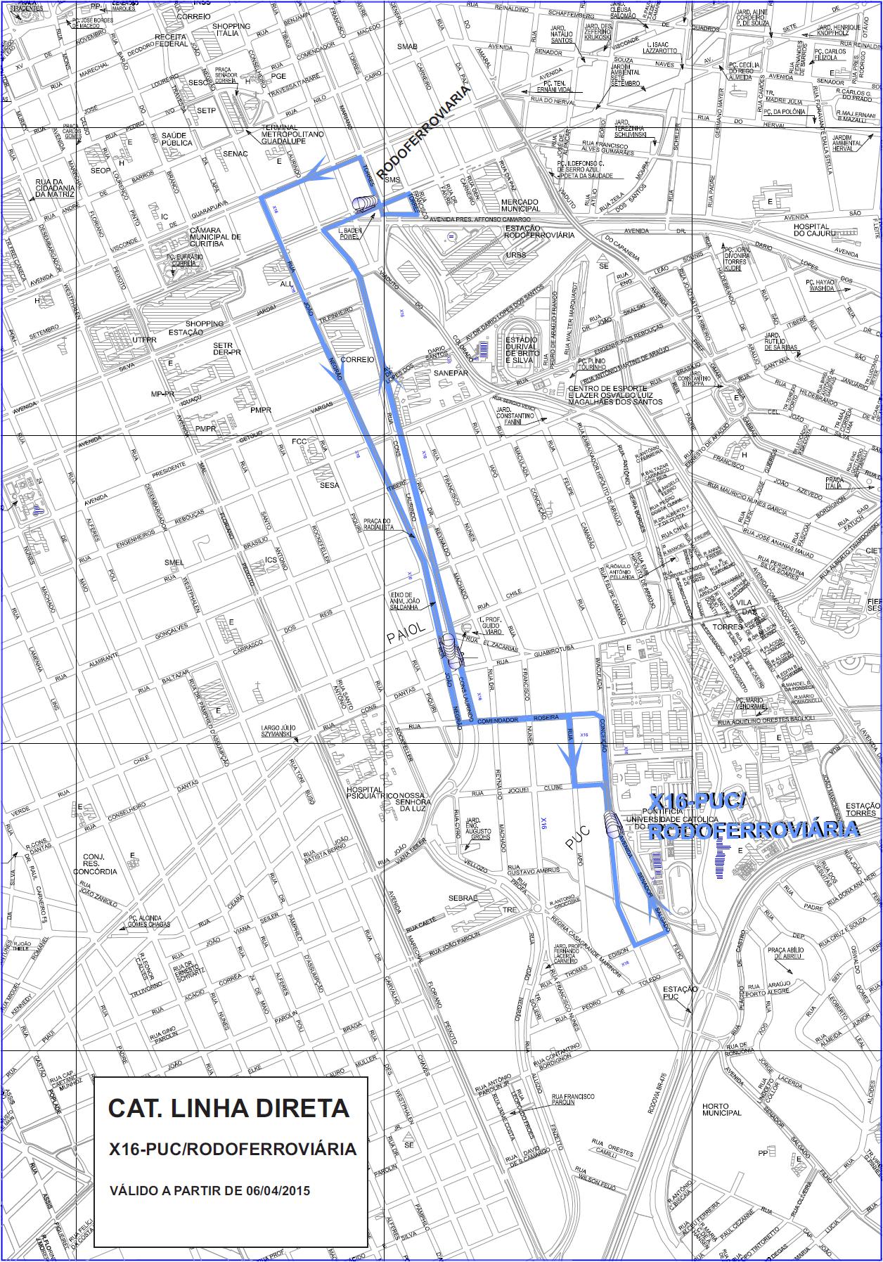 X16 - Puc/Rodoferroviária - alteração de itinerário 