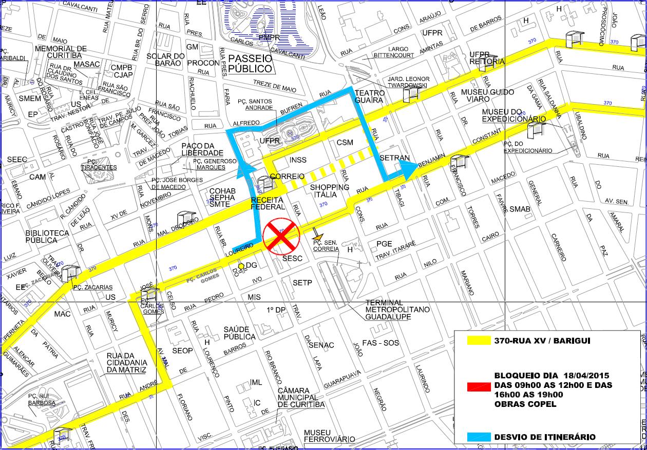 370 - Rua XV/Barigui - desvio de itinerário 