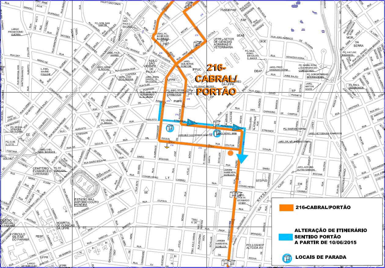216 - Cabral / Portão - alteração de itinerário 