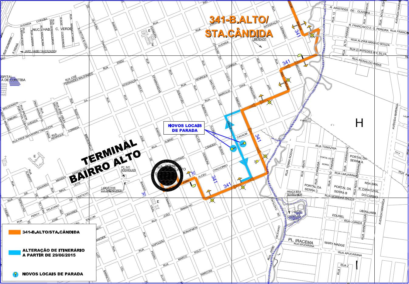 341-B. Alto/Sta. Cândida - alteração de itinerário