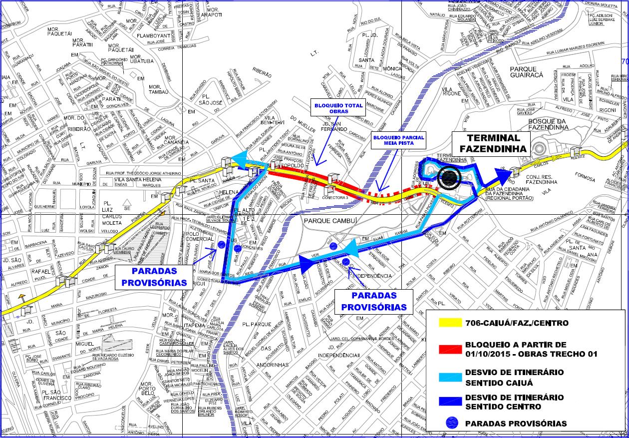 706 - Caiua/Faz/Centro - desvio de itinerário