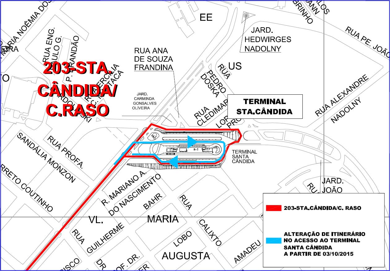 203 - Sta Cândida/C.Raso - alteração de itinerário