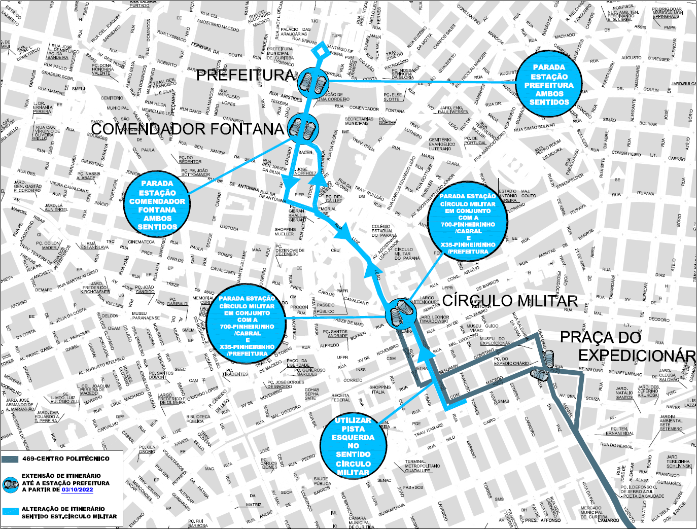 Linha 469-CENTRO POLITÉCNICO - itinerário estendido - 03/10