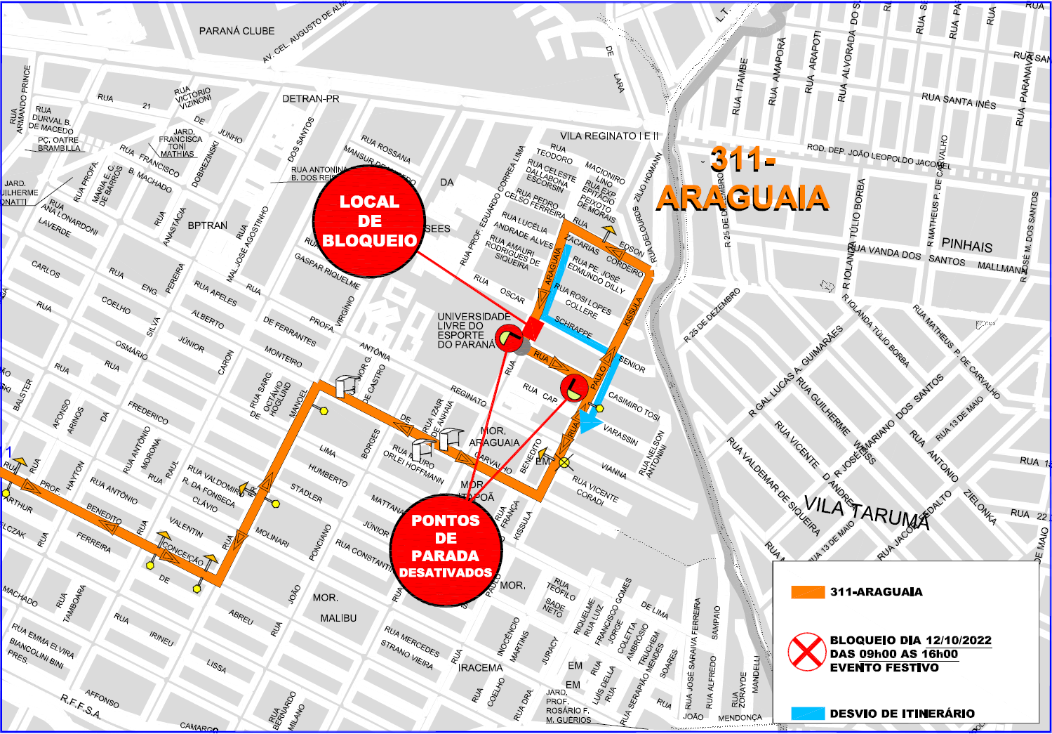 Linha 311-ARAGUAIA - desvio de itinerário - 12/10