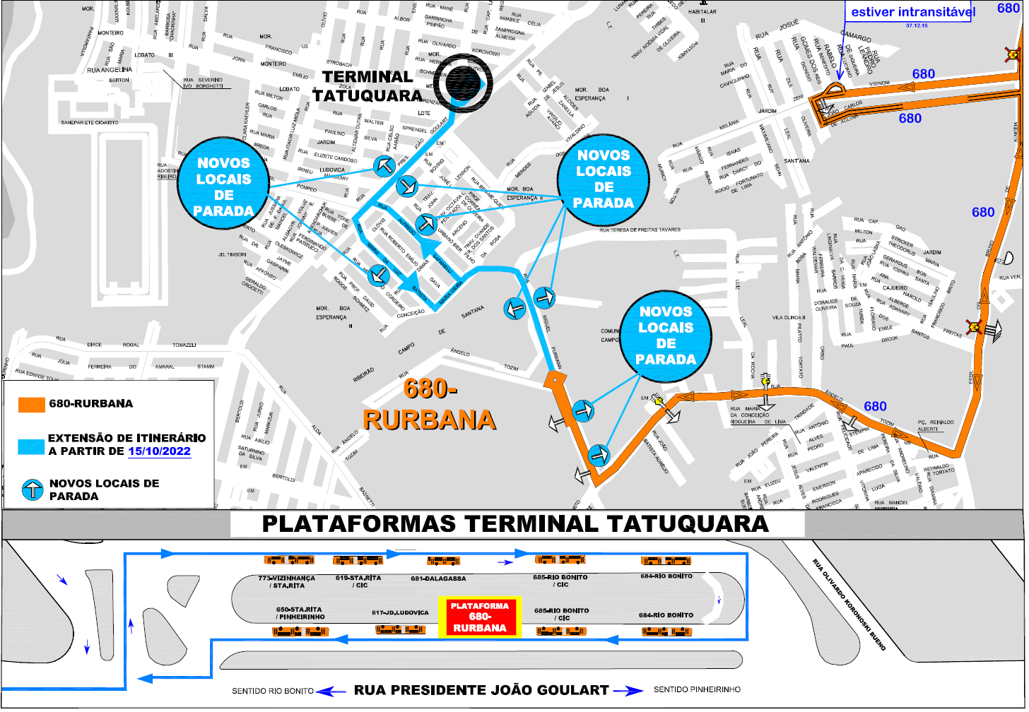 Linha 680-RURBANA - alteração de itinerário - 15/10