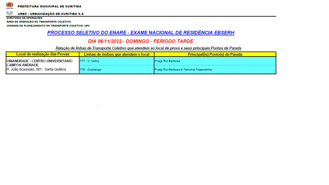 Processo Seletivo do ENARE - 06/11