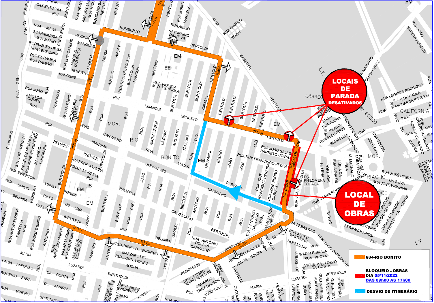 Linha 684-RIO BONITO - desvio de itinerário - 05/11