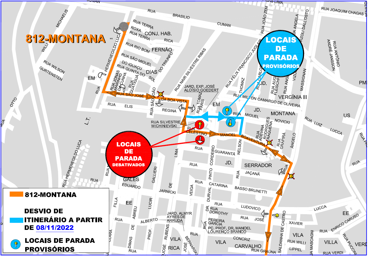 Linha 812-MONTANA - desvio de itinerário