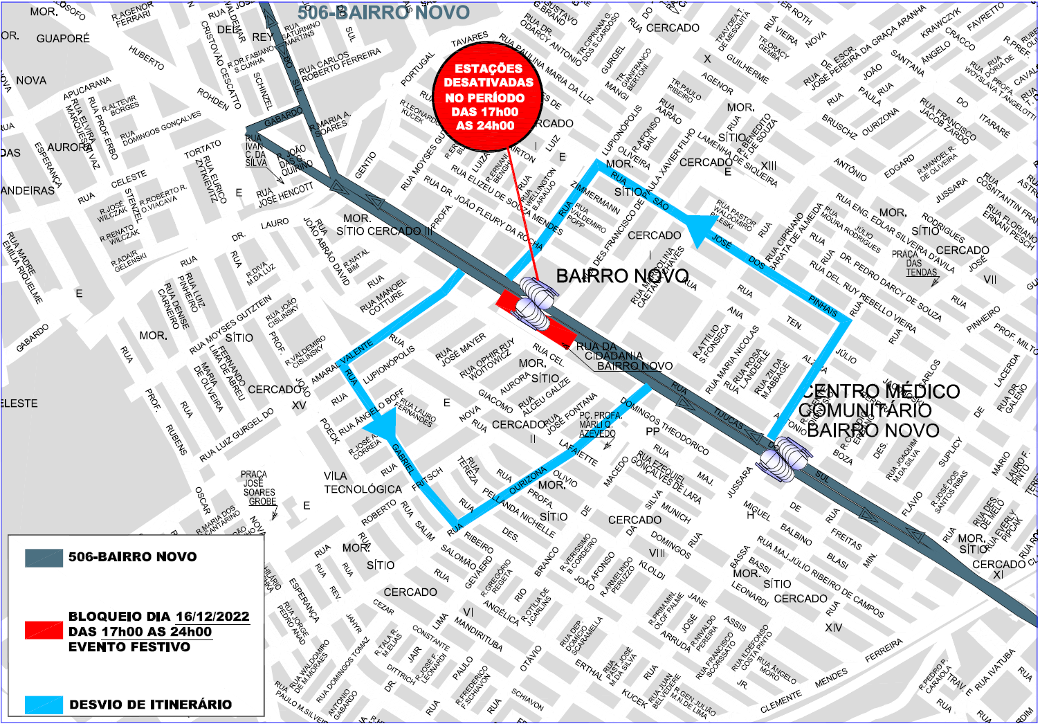 Linha 506-BAIRRO NOVO - desvio de itinerário - 15/12