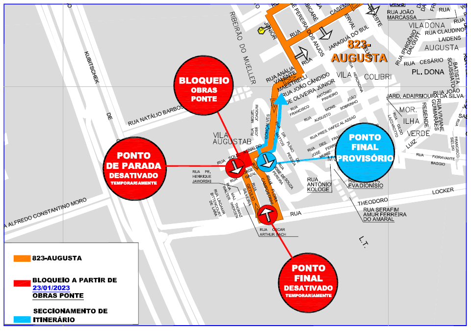 Linha 823 - AUGUSTA - Desvio de itinerário - 23/01