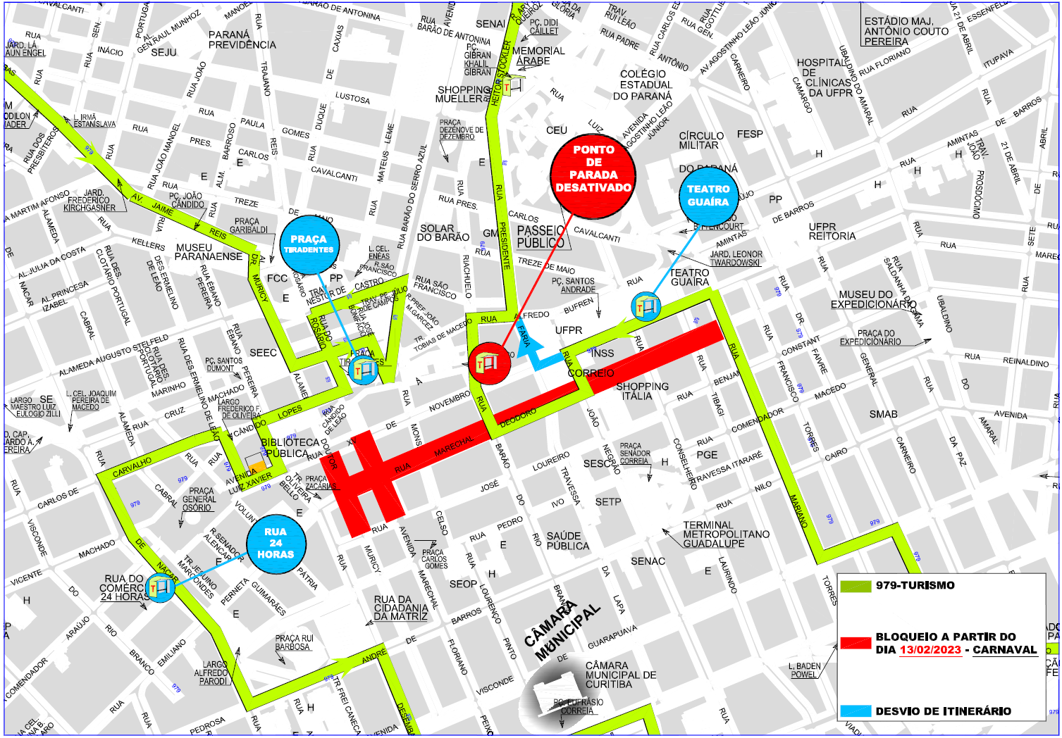 Linha 979-TURISMO - desvio de itinerário - Montagem Carnaval 2023