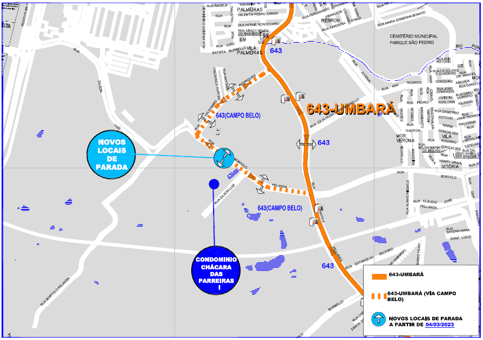 Linha 643 - UMBARÁ (VIA CAMPO BELO) - Novos pontos de parada - 04/03