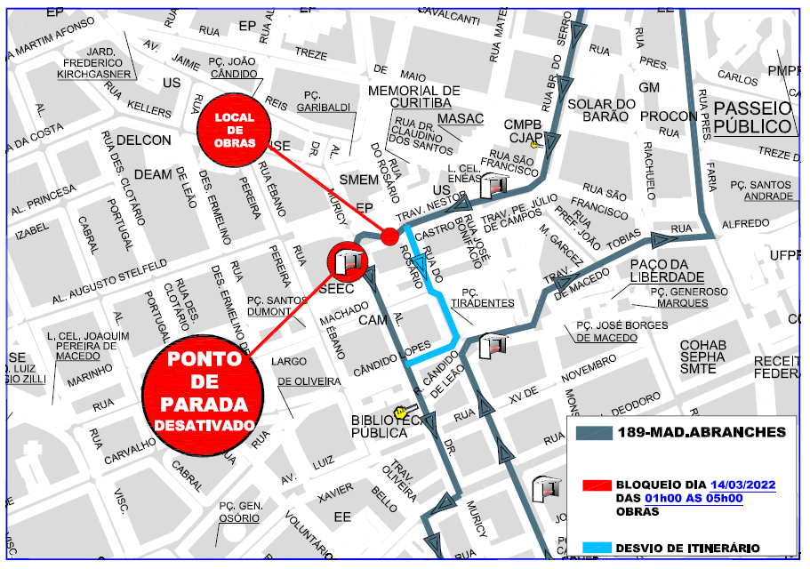 Linha 189 - MAD. ABRANCHES - Desvio de itinerário