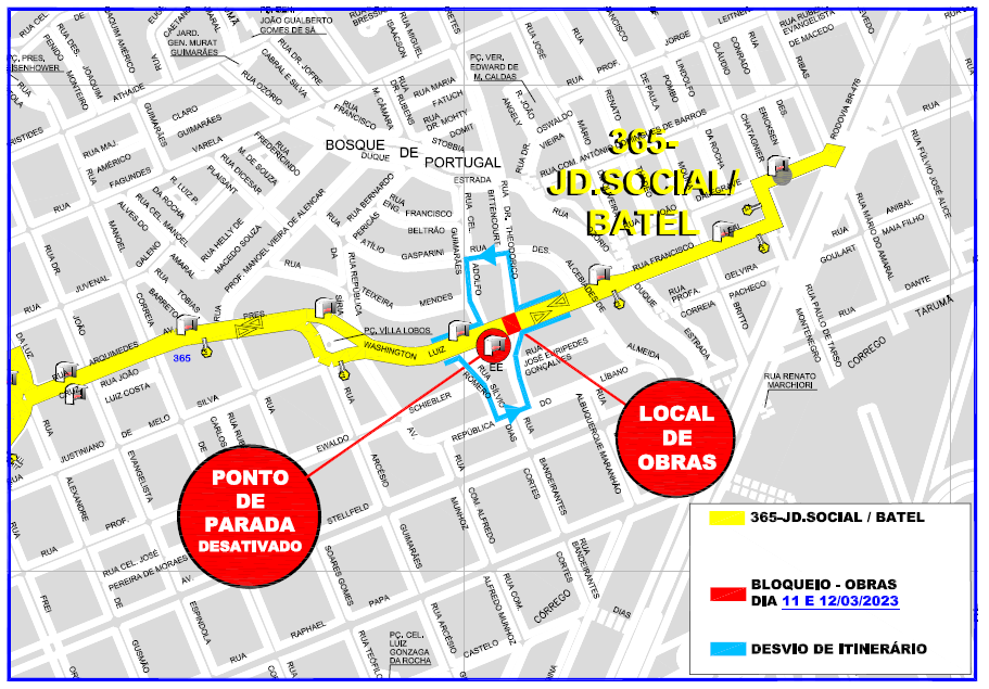 Linha 365 - JD. SOCIAL/BATEL - Desvio de itinerário