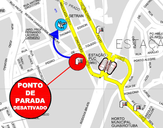 Linhas diversas - Desativação de ponto de parada