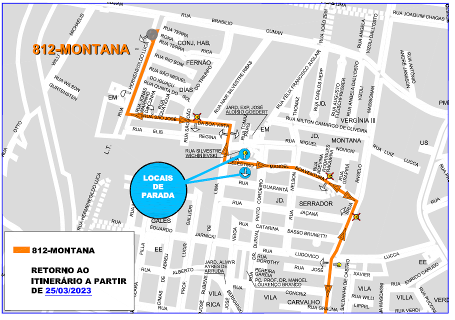 Linha 812 - MONTANA - Retorno ao itinerário oficial