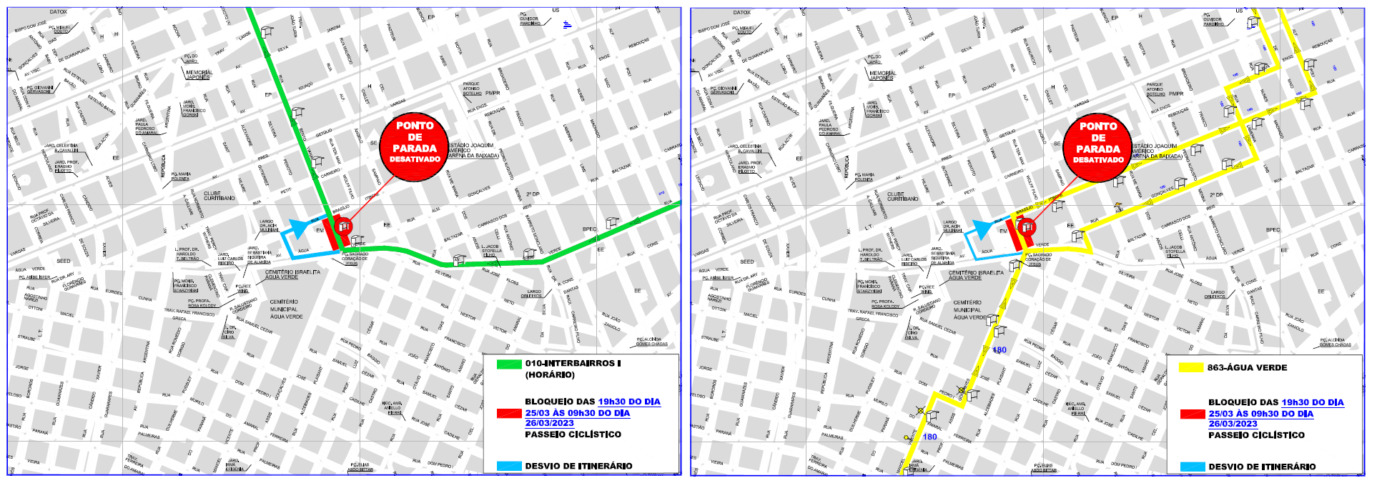 Linhas 010 e 863 - Desvio de itinerário - Passeio Ciclístico Condor