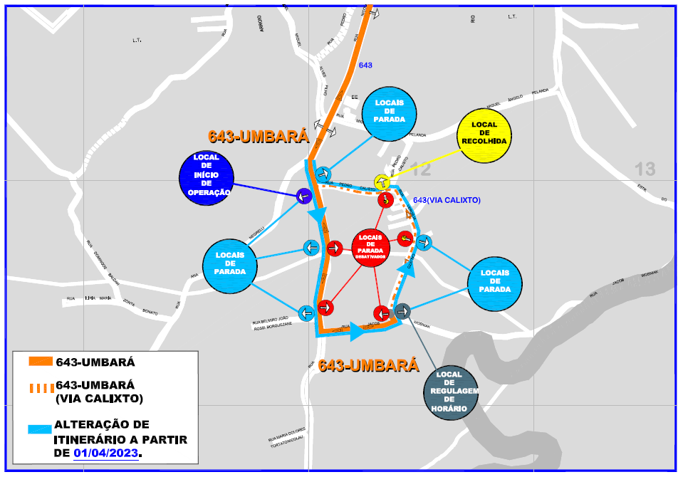 Linha 643 - UMBARÁ - Alteração de itinerário