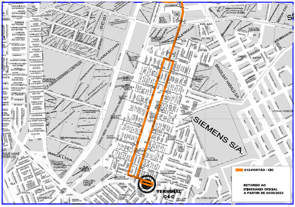 Linha 612 - PORTÃO/CIC - Retorno ao itinerário oficial