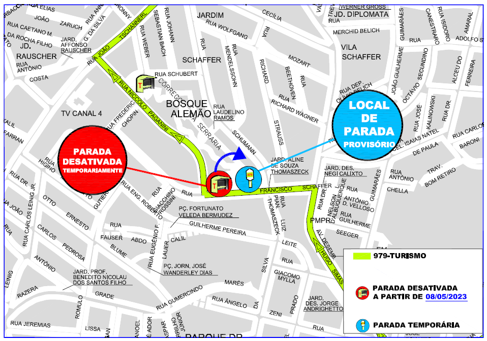Linha 979 - TURISMO - Realocação de ponto de parada