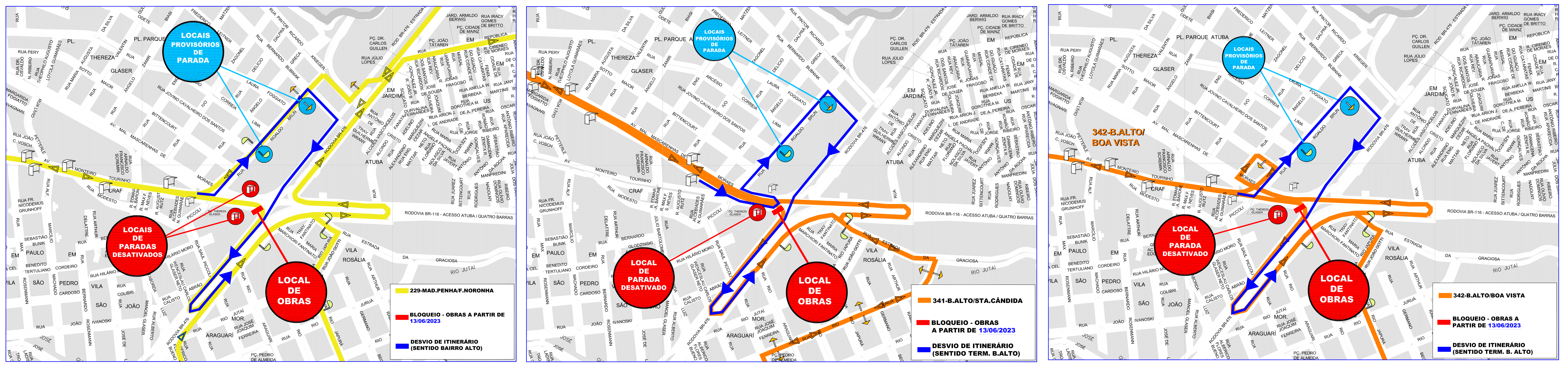 Linhas 229, 341 e 342 - Desvio de itinerário