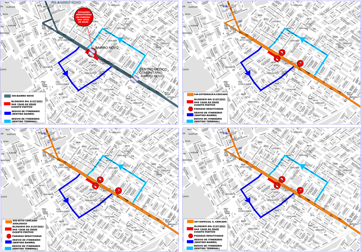 Linhas diversas - Desvio de itinerário - Festa Junina Bairro Novo