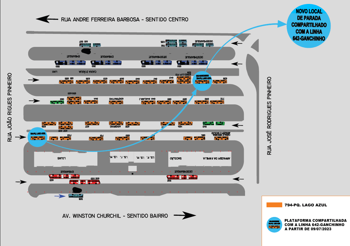 Linha 794 - PQ. LAGO AZUL - Novo local de parada