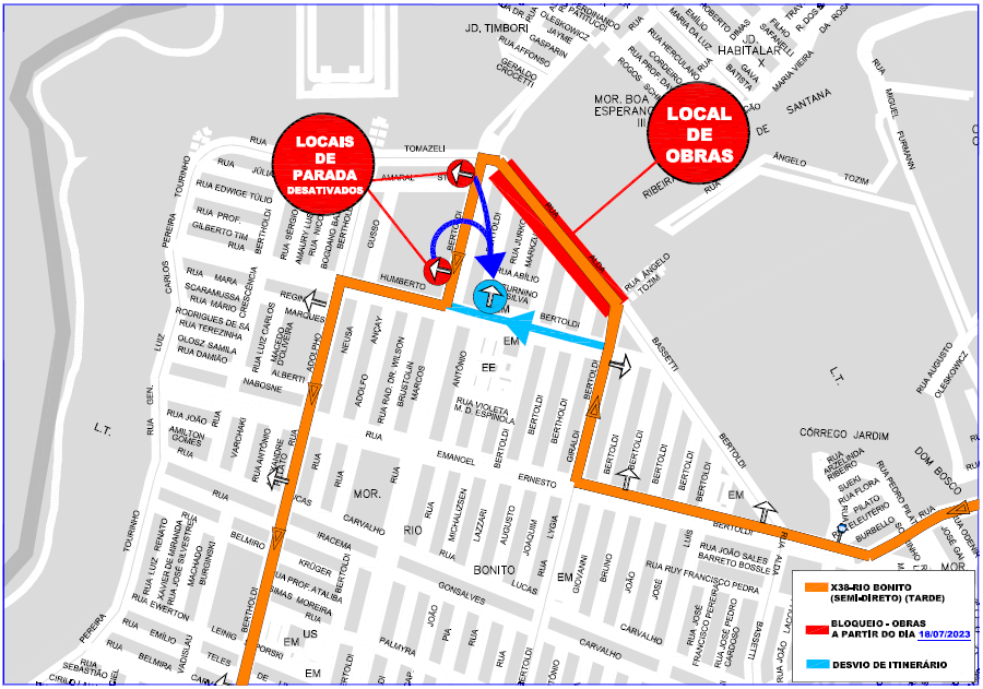 Linha X38 - RIO BONITO - Desvio de itinerário