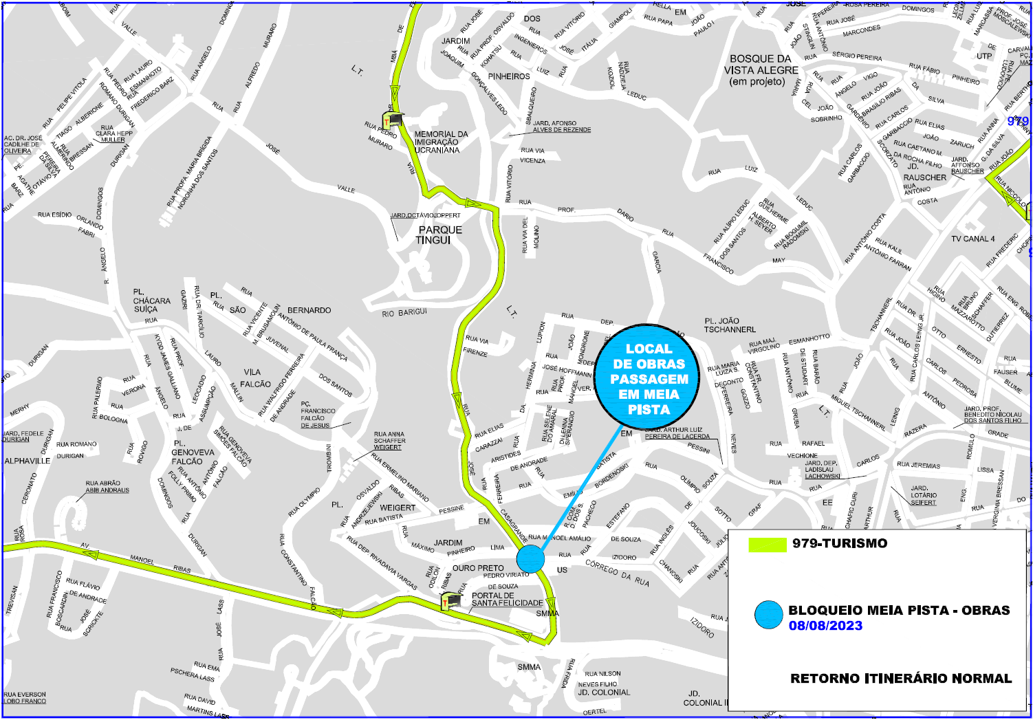 Linha 979 - TURISMO - Retorno Itinerário Oficial 08/08
