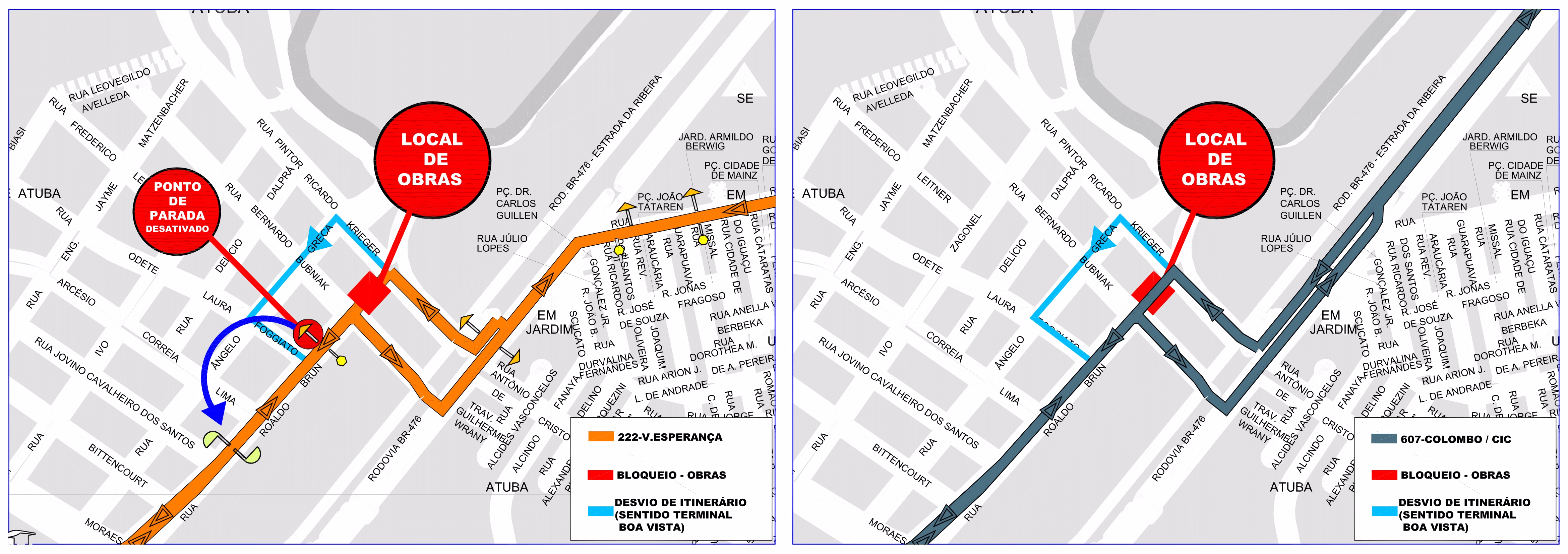 Linhas 222 e 607 - Desvio de itinerário