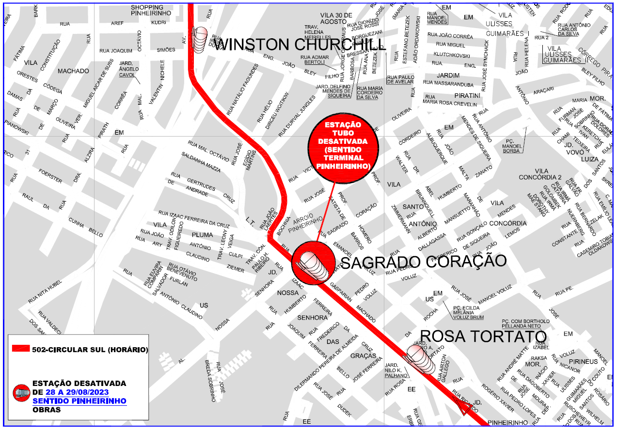 Estação Tubo Sagrado Coração - Sentido Terminal Pinheirinho - Desativação para obras