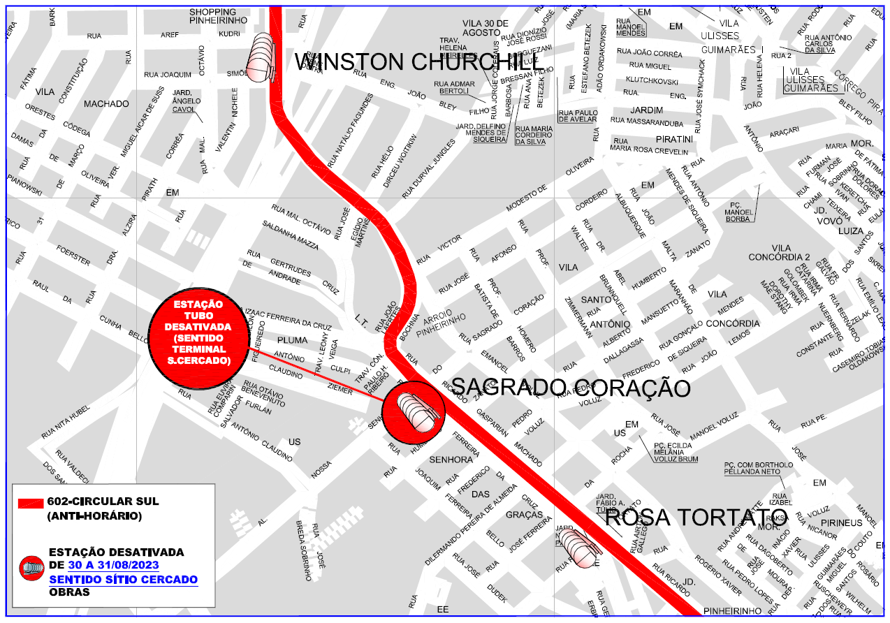 Estação Tubo Sagrado Coração - Sentido Terminal Sítio Cercado - Desativação para obras