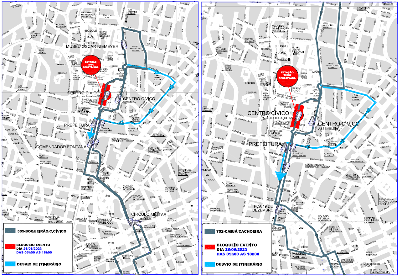 Linhas 505 e 702 - Desvio de itinerário - Passeio Motociclístico
