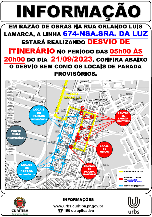 Linha 674-NSA.SRA.DA LUZ - Desvio de itinerário - 21/09