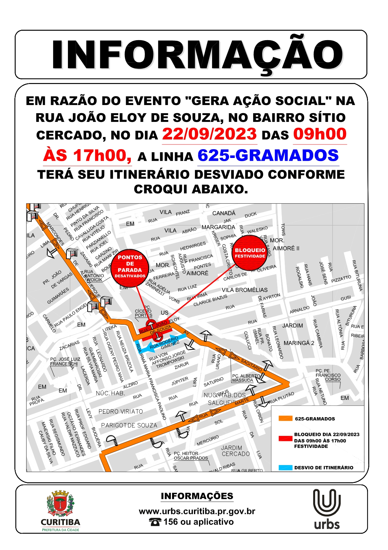 Linha 625 - GRAMADOS - Desvio de itinerário - Gera Ação Social
